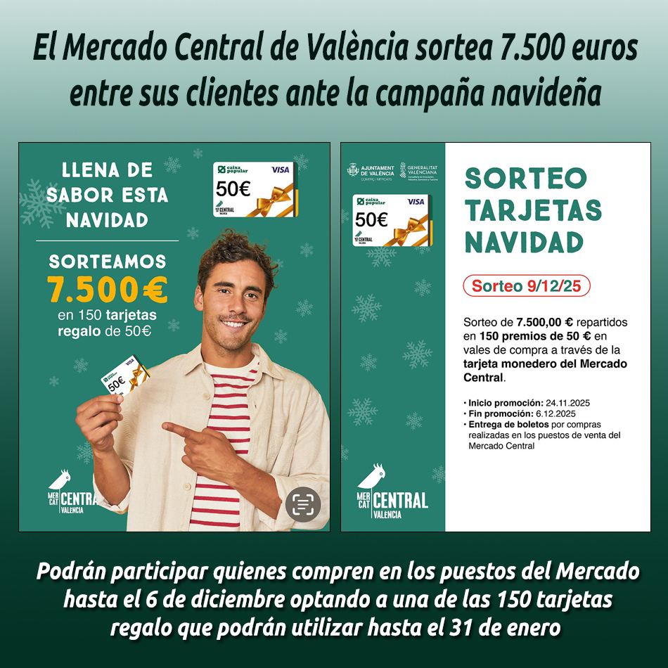 El Mercado Central de València sortea 7.500 euros entre sus clientes ante la  campaña navideña